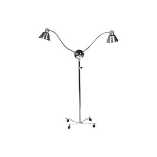 Rolling Chrome Two Light Floor Lamp For Sale