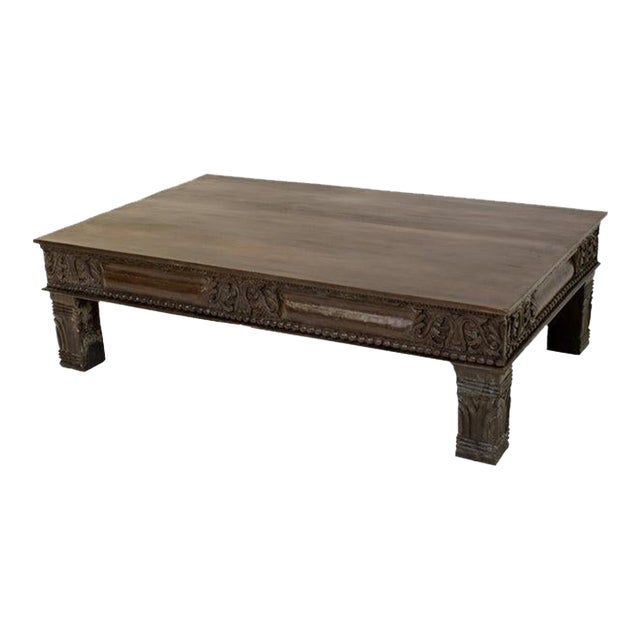 Transitional Style Carved Solid Wood Coffee Table Chairish