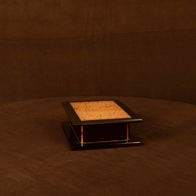 Italian Smoked Acrylic Glass and Natural Cork Jewellery Box, 1970 For Sale - Image 6 of 18