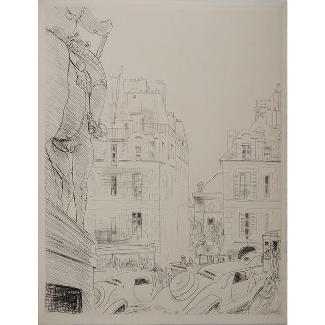 Jean Gabriel Daragnes, Parisian Street, Original Signed Engraving For Sale