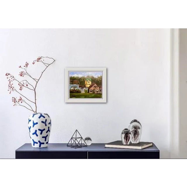 Modern Mendocino Village, Original Oil Painting Modern Impressionism by L Haas For Sale - Image 3 of 6