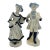 Vintage 8" Blue and White Porclain Musician Figurines With Gold Trim For Sale