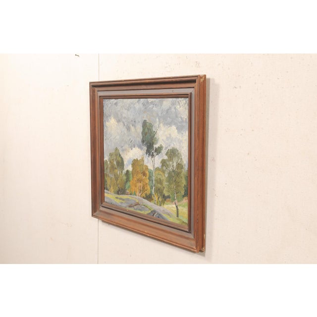 Brown Antique European Landscape Oil Painting For Sale - Image 8 of 12