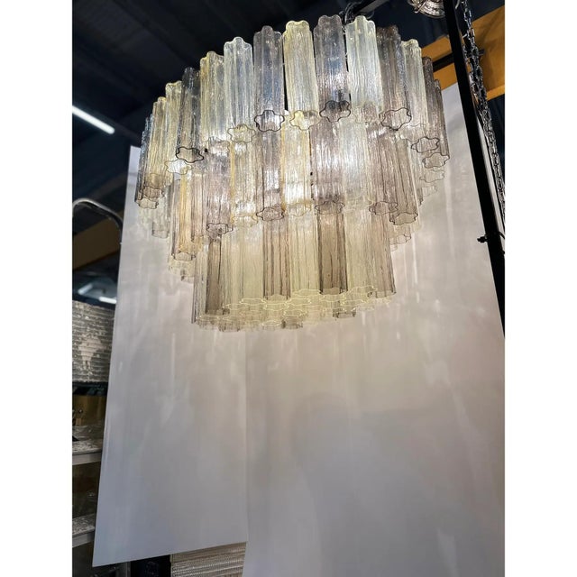 Contemporary Oval Champagne and Smoked Tronchi Murano Glass Chandelier by Simoeng For Sale - Image 3 of 7