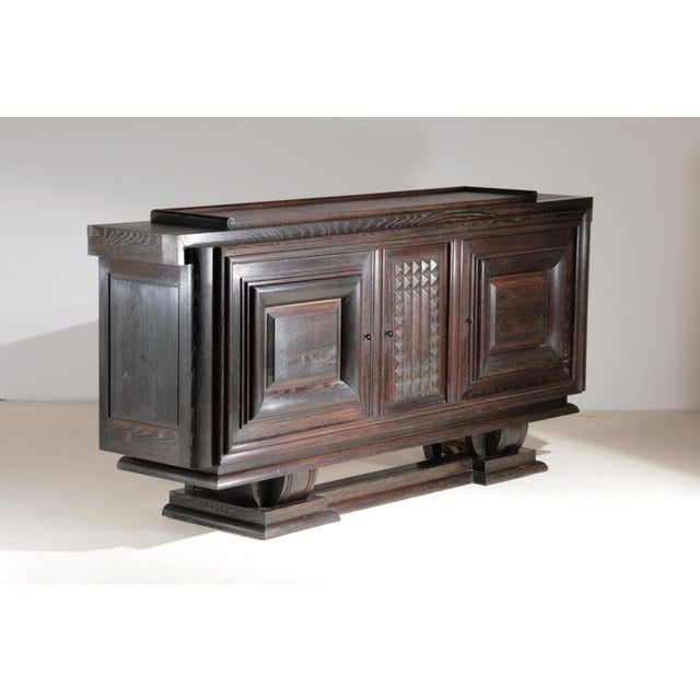 Black Art Deco Oak Sideboard in the style of Charles Dudouyt, France, 1930s For Sale - Image 8 of 16
