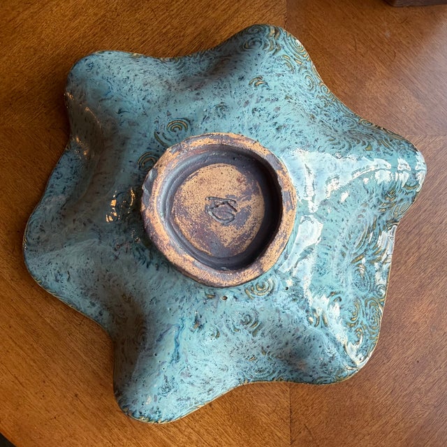 Vintage Wavy Ceramic Studio Pottery Bowl For Sale - Image 4 of 7