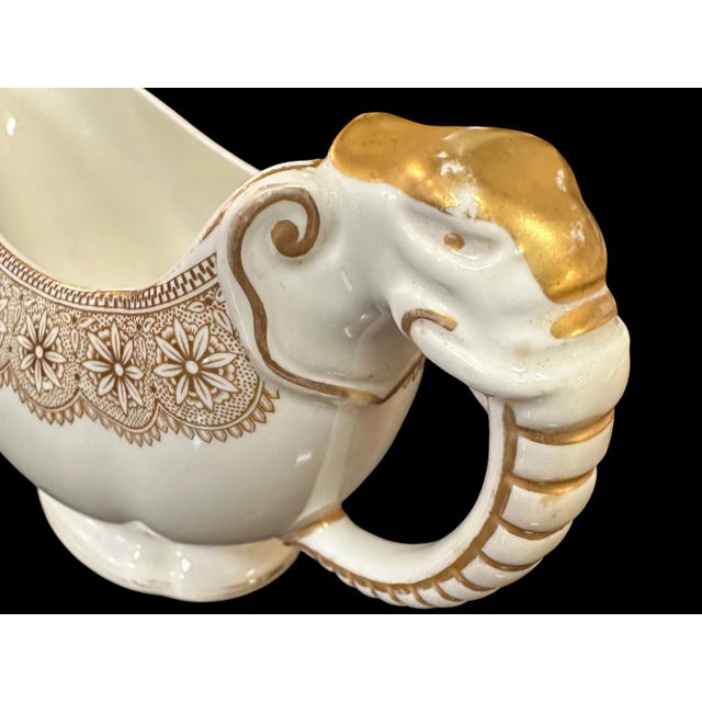 Royal Worcester Elephant Handle Porcelain Gravy Boat, 1890 For Sale In San Diego - Image 6 of 11