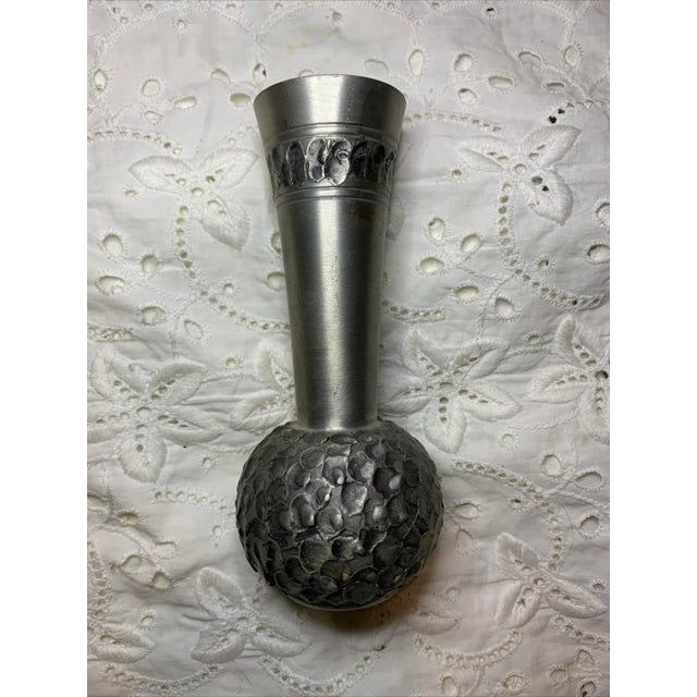 Vintage Mid Century Selandia Norway Pewter Vase Brutalist