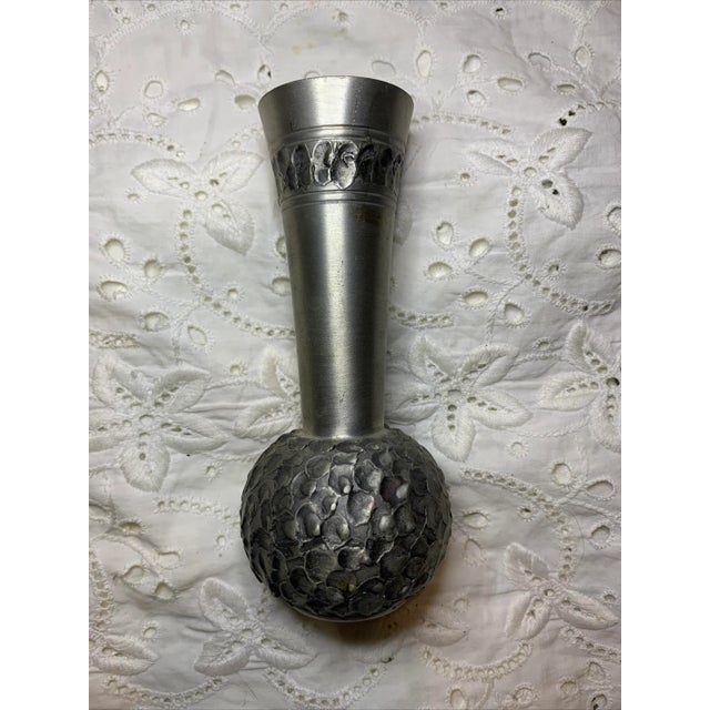 Vintage Selandia Norway Pewter Vase Brutalist Design Norwegian Mid Century In good vintage condition with some scratches....