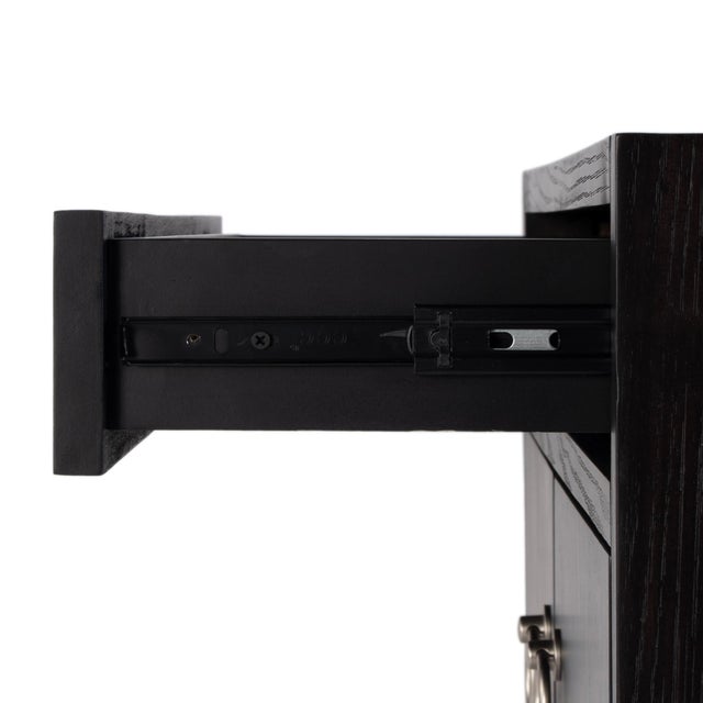 Black Lark 31 in. W Rectangular Wood Accent Storage Cabinet with 1 Drawer and 2 Doors, Washed Black For Sale - Image 8 of 11