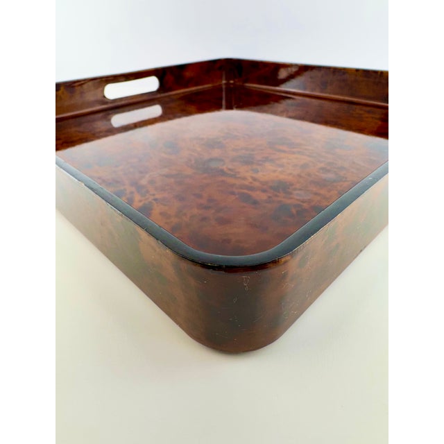 Vintage Mikasa Japan Faux Burl Lacquer Serving Tray & Plates – Set of 7 For Sale In Little Rock - Image 6 of 12
