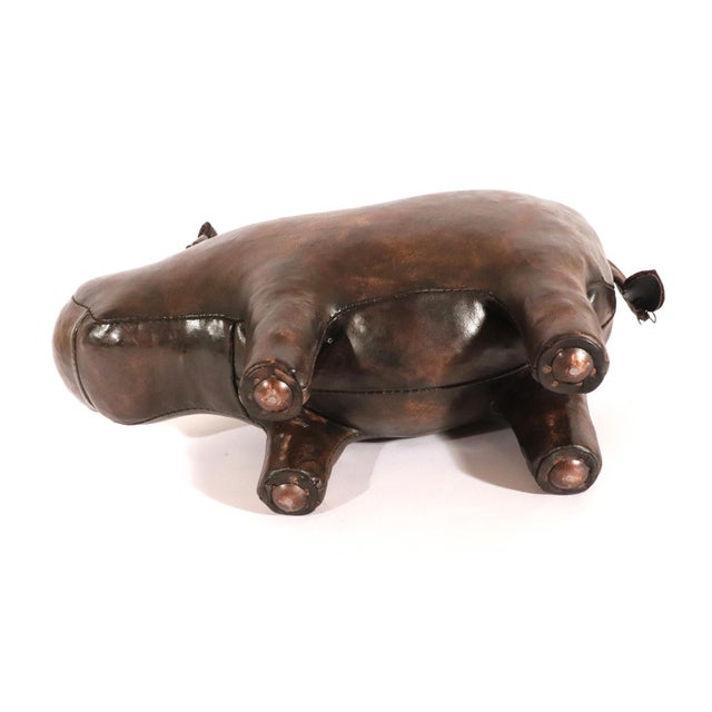 Brown Dimitri Omersa Leather Hippopotamus Footstool With Original Label For Sale - Image 8 of 9