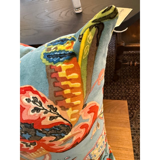 Ian Sanderson Popinjay Printed Velvet Pillows, Set of Three For Sale - Image 9 of 12