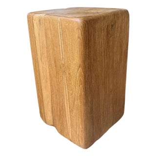 Large Reclaimed Teak Wood Side Table or Pedestal Stunning Textures For Sale