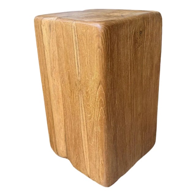 Large Reclaimed Teak Wood Side Table or Pedestal Stunning Textures For Sale