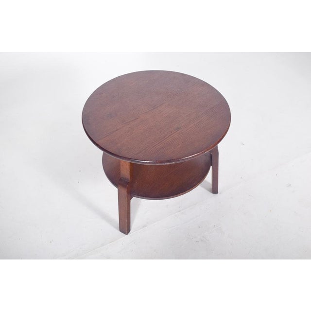1950s Portuguese Rustic Round Oak Coffee Table, 1950 For Sale - Image 5 of 9