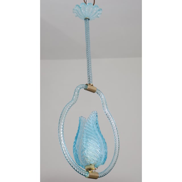 1950s Light Blu Murano Glass Chandelier by Barovier E Toso For Sale - Image 4 of 17