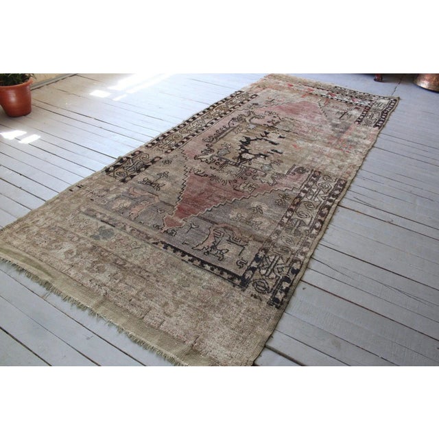 1930s 1930s Hand Knotted Rustic Turkish Rug - 4'5" X 10'8" For Sale - Image 5 of 11