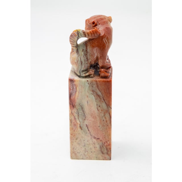 Stone Chinese Soapstone Guardian Lion Chop Seal For Sale - Image 7 of 9
