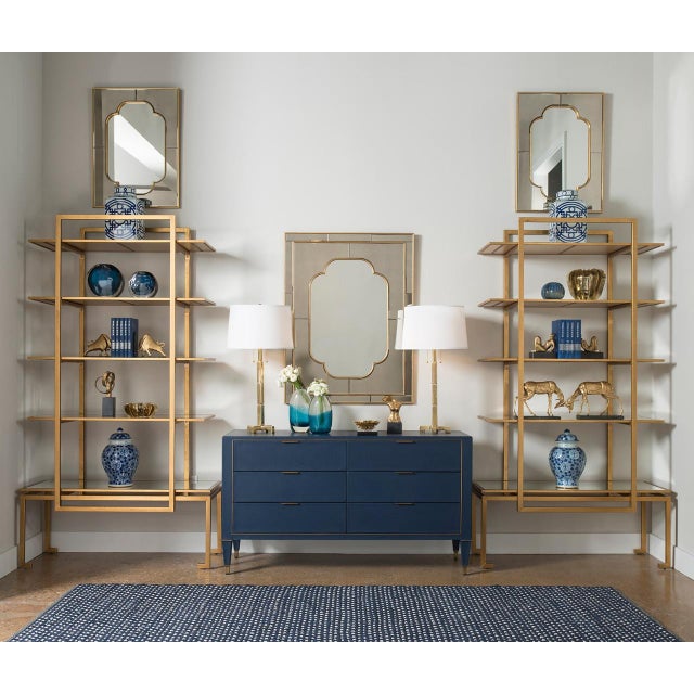 Bungalow 5 Villa & House Anton Etagere - Gold Leaf With Mirrored Shelves 88"h For Sale - Image 4 of 4