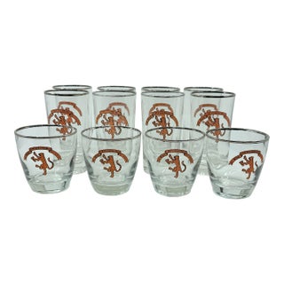 Vintage Princeton University Tiger Inn Cocktail Glasses - 8 Highballs, 4 Old Fashioned Glasses For Sale