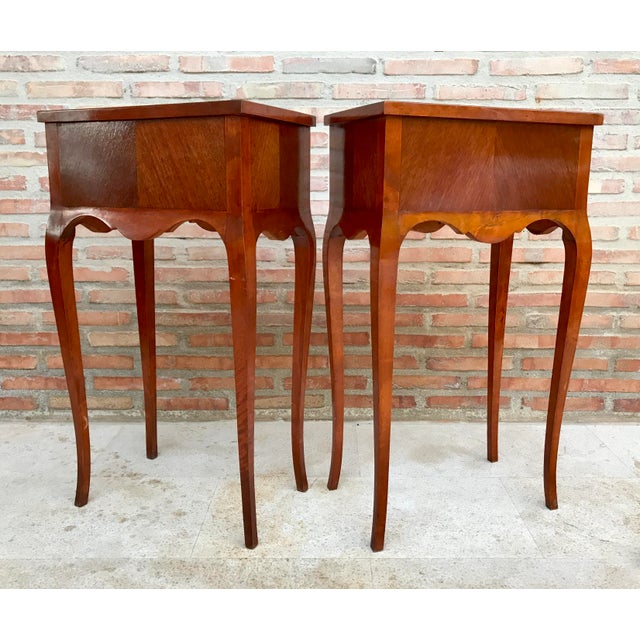 20th Century French Nightstands with Two-Drawer & Cabriole Legs, Set of 2 For Sale - Image 10 of 14