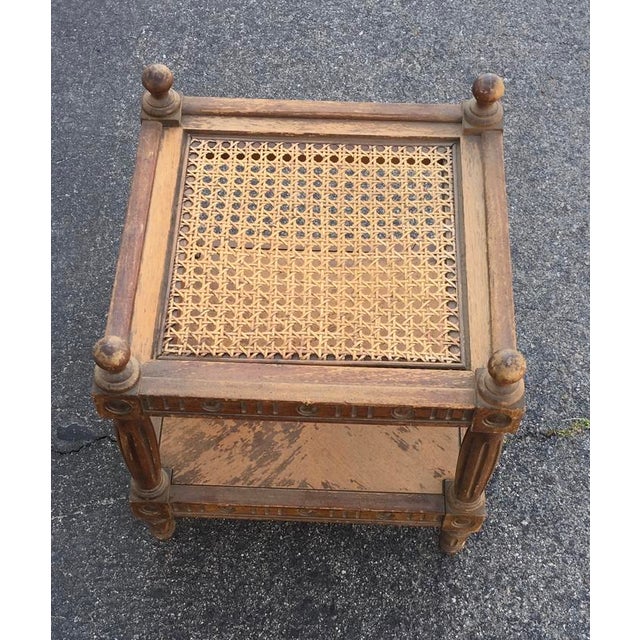 1971 Vintage Thomasville Caned Side Table for Refurbishment Needs Glass For Sale - Image 6 of 7