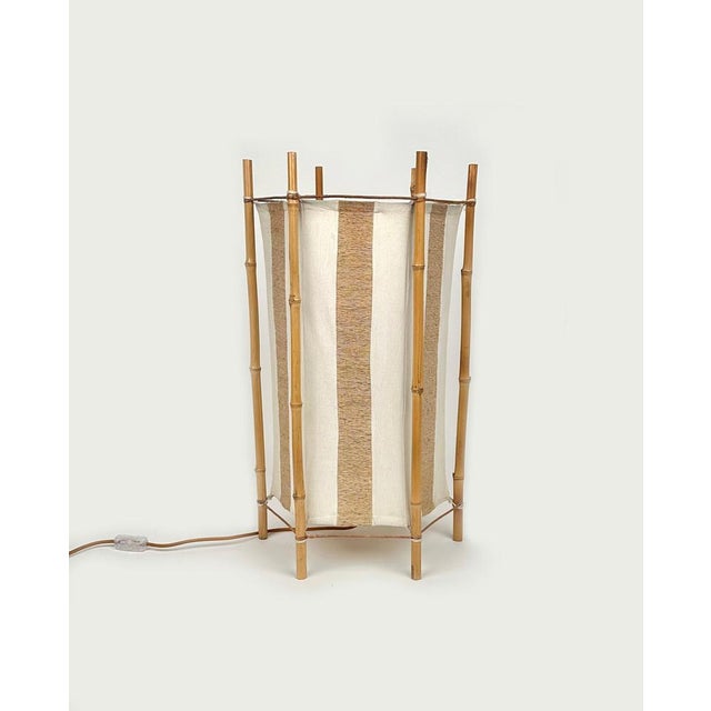 Italian Bamboo and Rattan Floor Lamp in the style of Louis Sognot, 1960s For Sale - Image 6 of 15