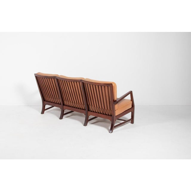 Danish 3-Seat Sofa with Cognac Leather Cushions For Sale - Image 15 of 18