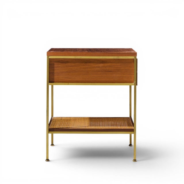 Paul McCobb Model 8714 Mid Century Mahogany, Brass and Cane Nightstands - Pair For Sale - Image 9 of 13