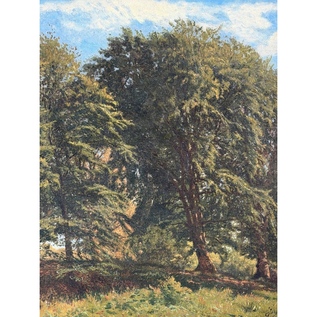 Late 19th Century Godfred Christensen, Sunlit Beech Forest, Oil Painting, 1879 For Sale - Image 5 of 11