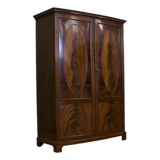 Antique Edwardian Bow Front Wardrobe, 1900s For Sale