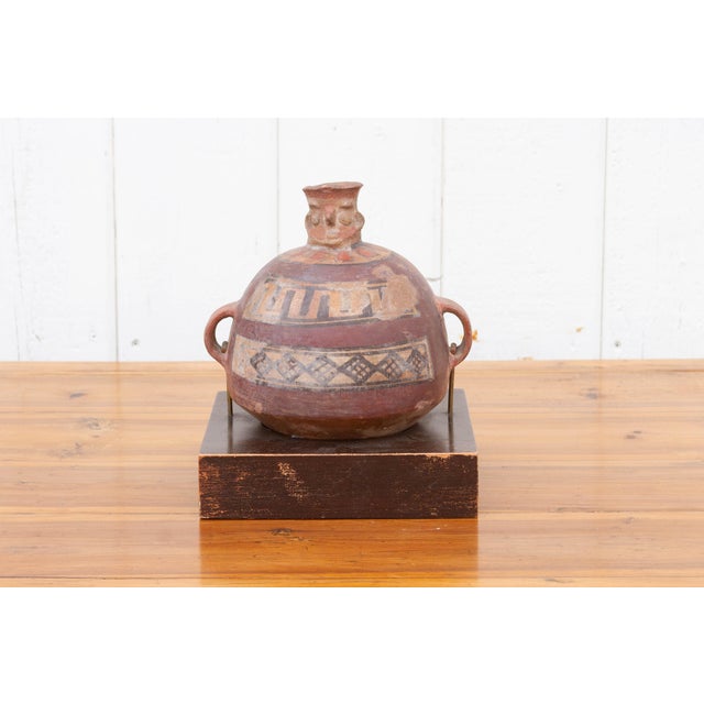 Folk Art Rare Pre-Historic Painted Terracotta Vessel For Sale - Image 3 of 10