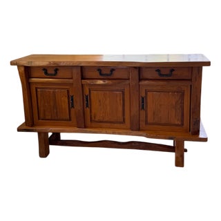 Brutalist Sideboard in Blond Elm, 1960s For Sale