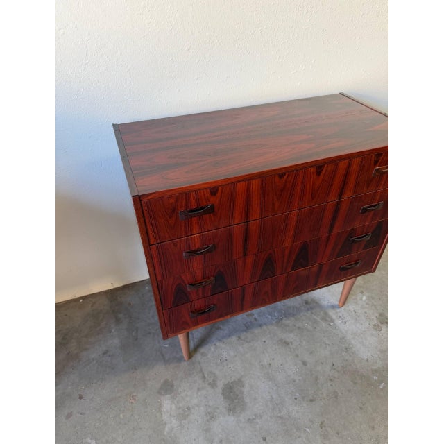 Mid Century Danish Rosewood Chest of Drawers – Vintage Scandinavian 4 Drawer Dresser 1960s For Sale - Image 10 of 10