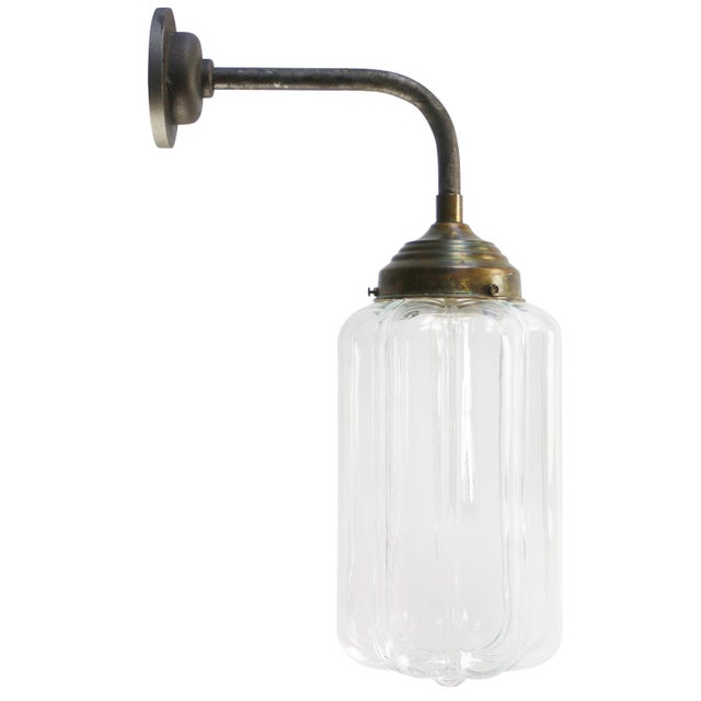 Metal Mid-Century Modern Brass and Cast Iron Sconce in Clear Glass For Sale - Image 7 of 7