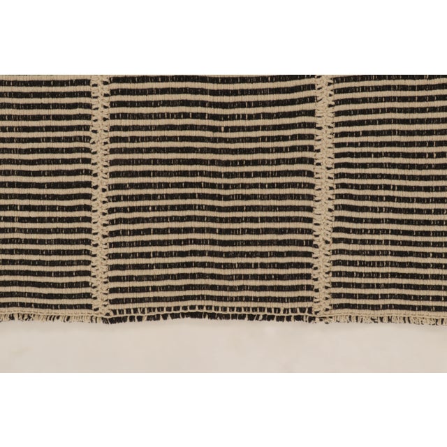 Rug & Kilim Rug & Kilim Contemporary Rez Kilim Flatweave Rug With Black & Beige Stripes For Sale - Image 4 of 9