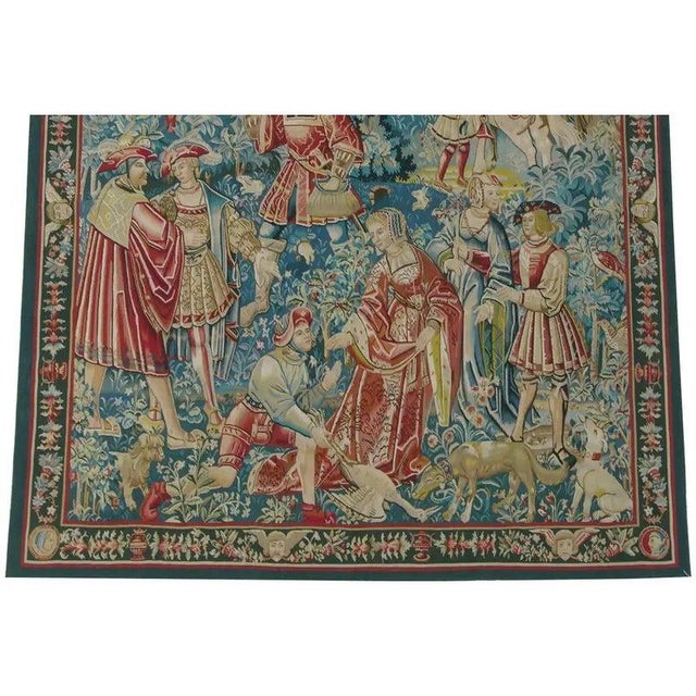 Vintage Tapestry Depicting Royal Figures For Sale - Image 4 of 9
