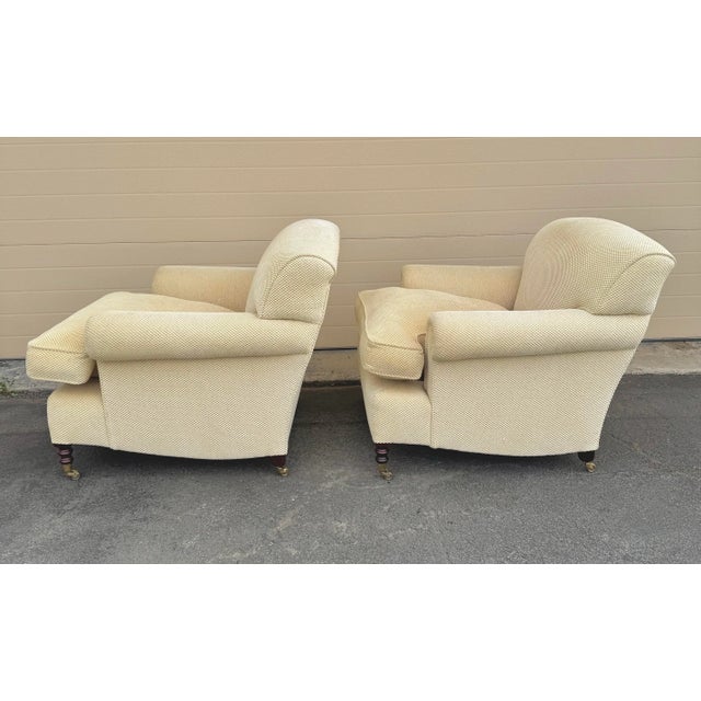 Wood George Smith Short Scroll Arm Chairs For Sale - Image 7 of 9