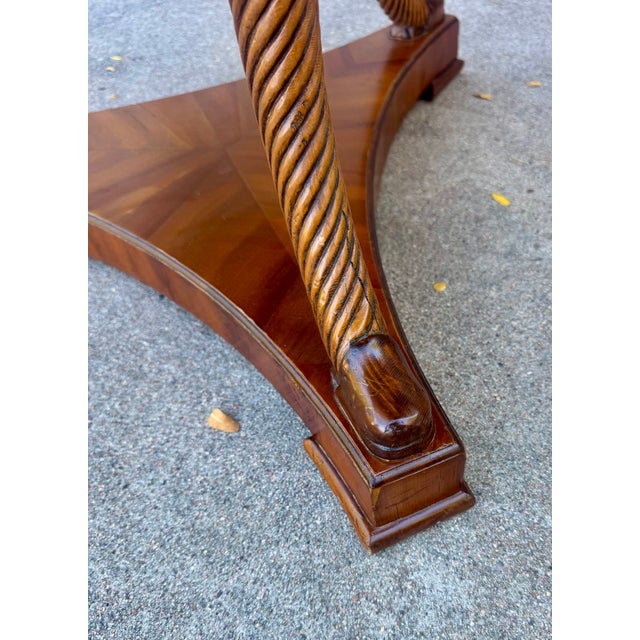 Neoclassical Empire-Style Round Center Table, Baroque Twist Legs, Burl Veneer Top, Alfonso Marina, Mexico City For Sale In Denver - Image 6 of 7
