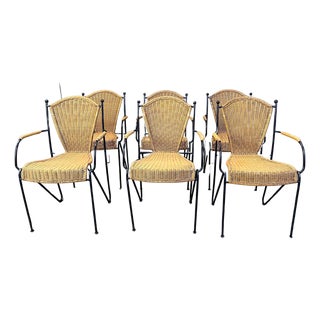 Wicker Chairs by Frederick Weinberg, 1960s, Set of 6 For Sale