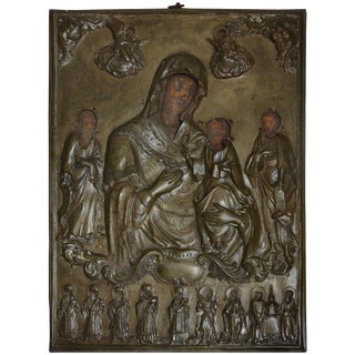 19th Century Russian Orthodox Icon Silver Plate Oklad For Sale