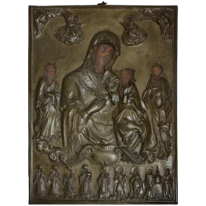 19th Century Russian Orthodox Icon Silver Plate Oklad
