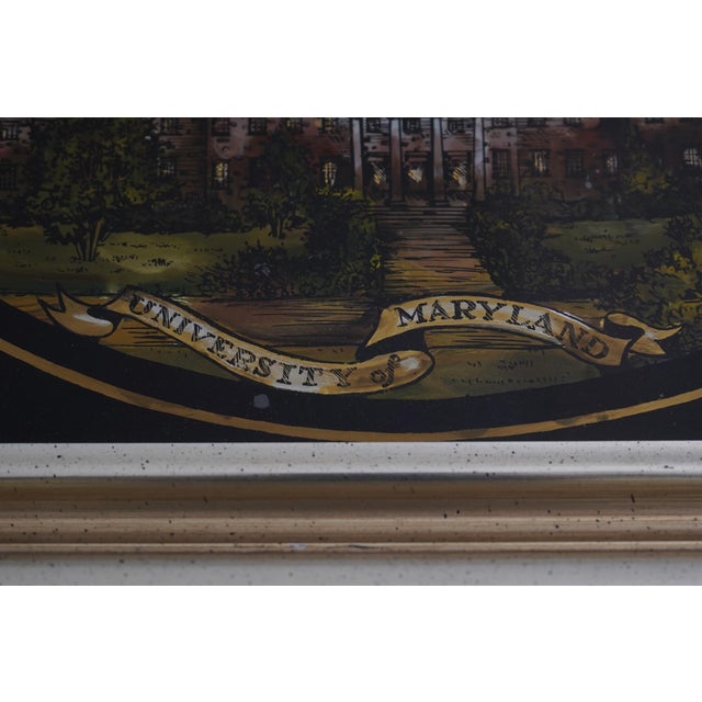 Glass 1980s University of Maryland Eglomise Framed Panel For Sale - Image 7 of 8