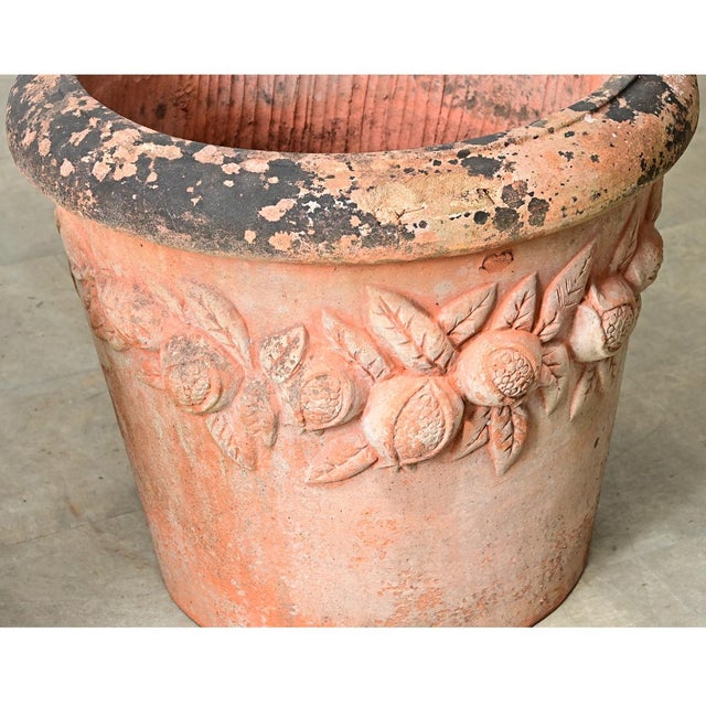 English Pair of Large 20th Century Terracotta Decorated Planters For Sale - Image 10 of 12