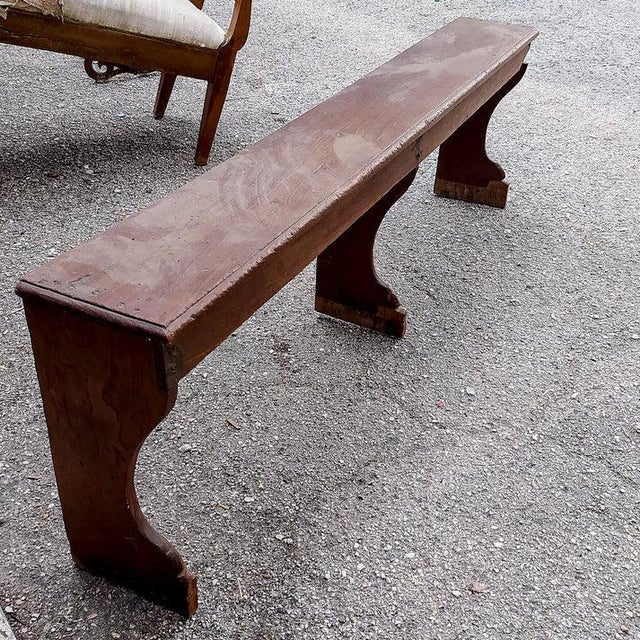 Solid Elm Wood Bench, Italy, Late 18th Century For Sale - Image 10 of 12