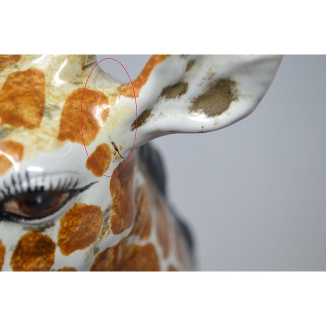1970s Italian Terracotta Hand Painted Resting Giraffe Sculpture For Sale - Image 10 of 12