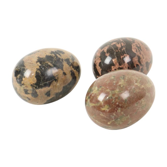 Large Marble Natural Stone Decorative Eggs, 1980s, Set of 3 For Sale - Image 9 of 12