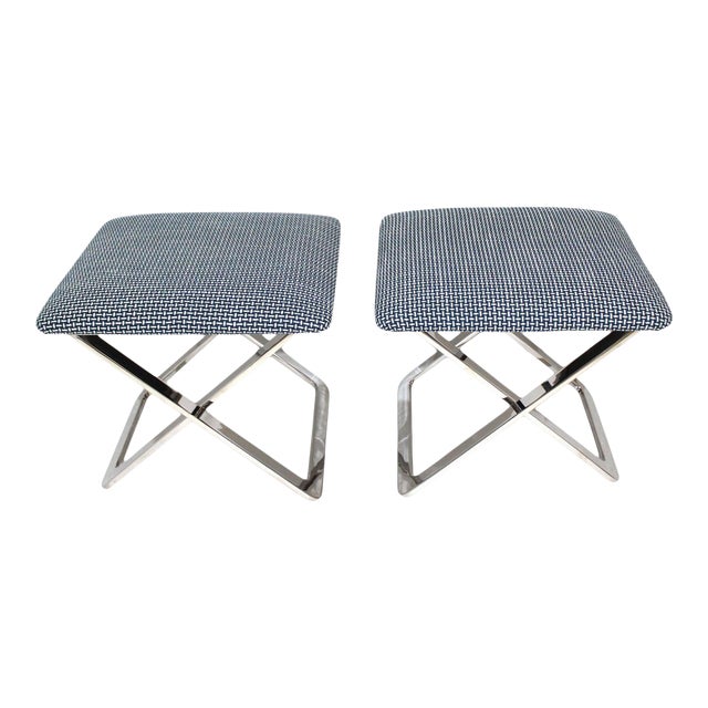 Milo Baughman Attributed X-Stools - a Pair For Sale