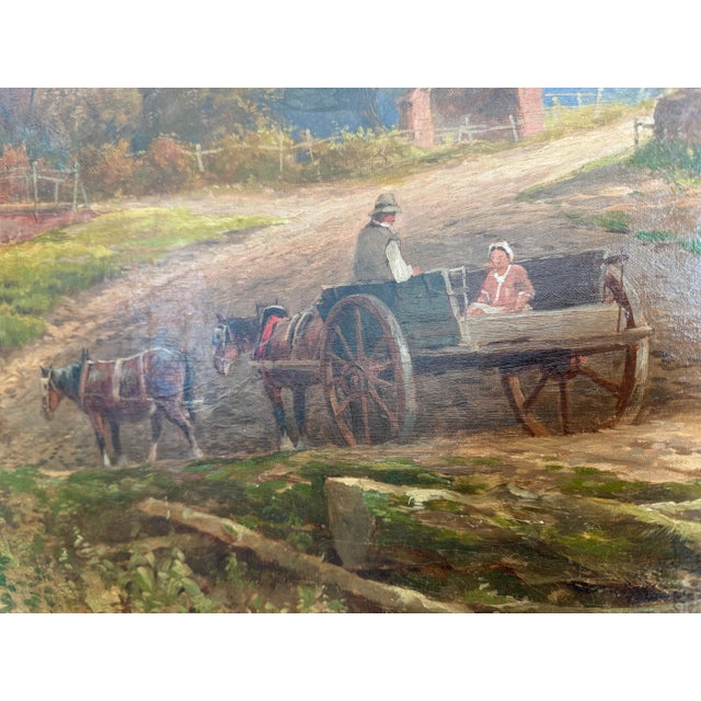 Antique 19th Century British Oil Painting “The Ford, Varaley Woods” by H. Pope For Sale In San Francisco - Image 6 of 12